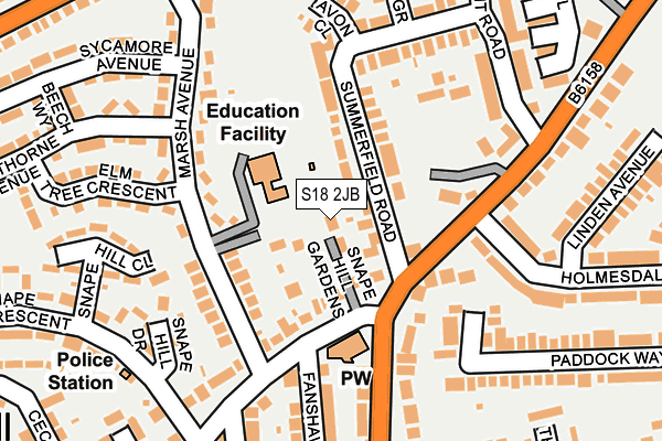 S18 2JB map - OS OpenMap – Local (Ordnance Survey)