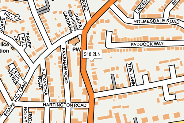 S18 2LN map - OS OpenMap – Local (Ordnance Survey)