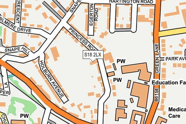 S18 2LX map - OS OpenMap – Local (Ordnance Survey)