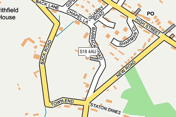 S18 4AU map - OS OpenMap – Local (Ordnance Survey)