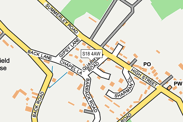 S18 4AW map - OS OpenMap – Local (Ordnance Survey)