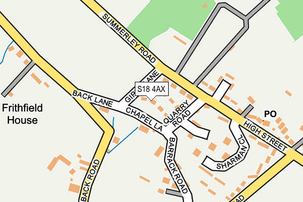 S18 4AX map - OS OpenMap – Local (Ordnance Survey)