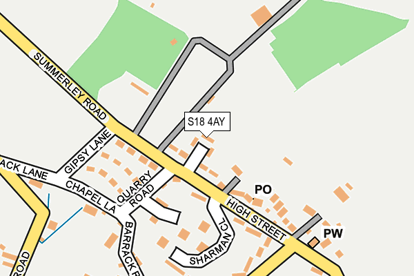 S18 4AY map - OS OpenMap – Local (Ordnance Survey)