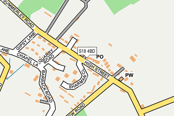 S18 4BD map - OS OpenMap – Local (Ordnance Survey)