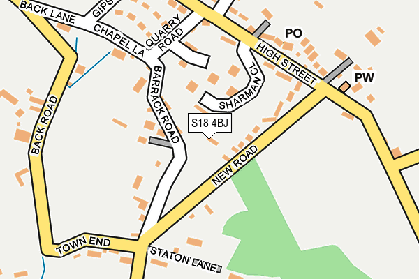 S18 4BJ map - OS OpenMap – Local (Ordnance Survey)