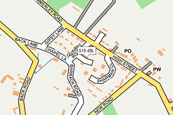 S18 4BL map - OS OpenMap – Local (Ordnance Survey)
