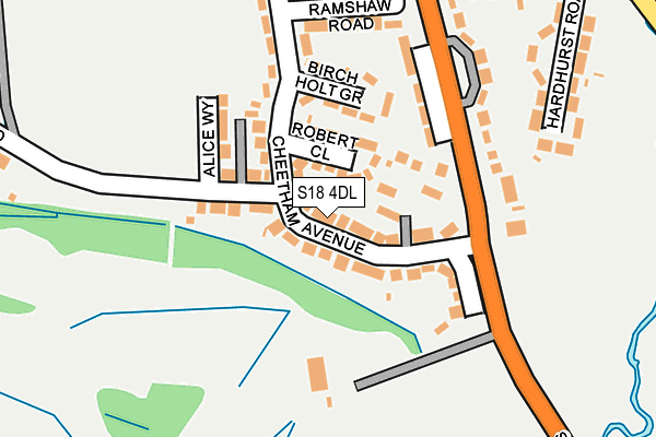 S18 4DL map - OS OpenMap – Local (Ordnance Survey)