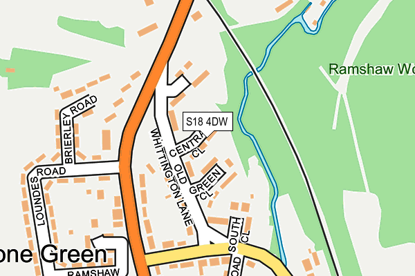 S18 4DW map - OS OpenMap – Local (Ordnance Survey)