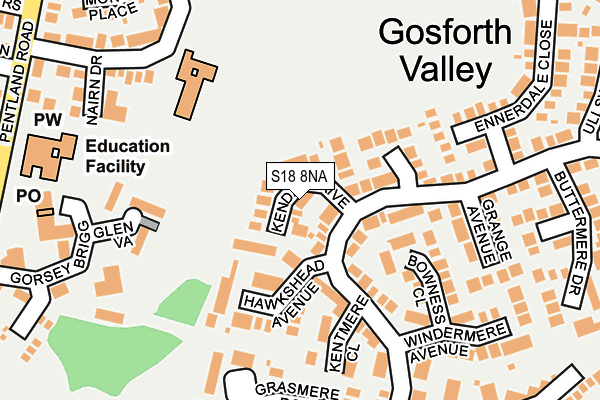 S18 8NA map - OS OpenMap – Local (Ordnance Survey)