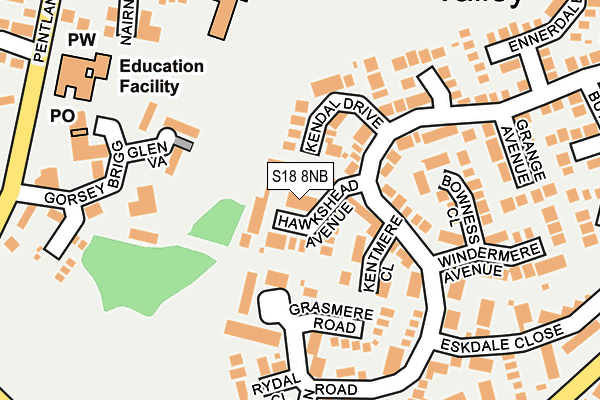 S18 8NB map - OS OpenMap – Local (Ordnance Survey)