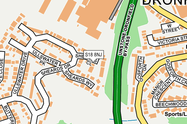 S18 8NJ map - OS OpenMap – Local (Ordnance Survey)