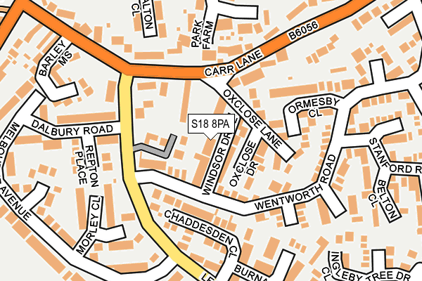 S18 8PA map - OS OpenMap – Local (Ordnance Survey)