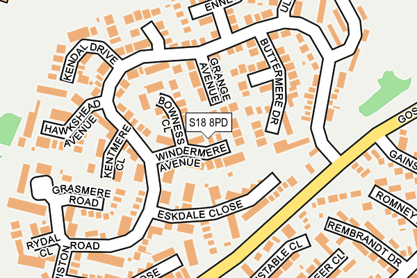 S18 8PD map - OS OpenMap – Local (Ordnance Survey)