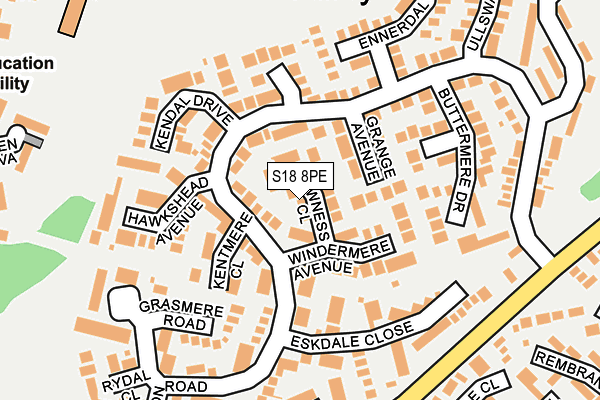 S18 8PE map - OS OpenMap – Local (Ordnance Survey)