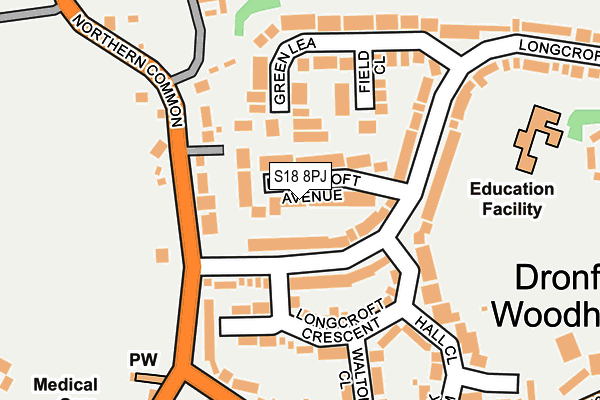 S18 8PJ map - OS OpenMap – Local (Ordnance Survey)
