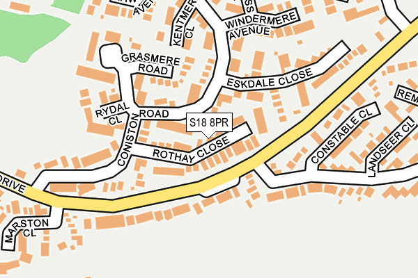 S18 8PR map - OS OpenMap – Local (Ordnance Survey)