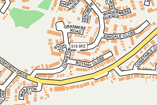 S18 8PZ map - OS OpenMap – Local (Ordnance Survey)