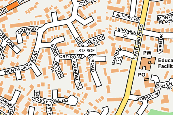 S18 8QF map - OS OpenMap – Local (Ordnance Survey)