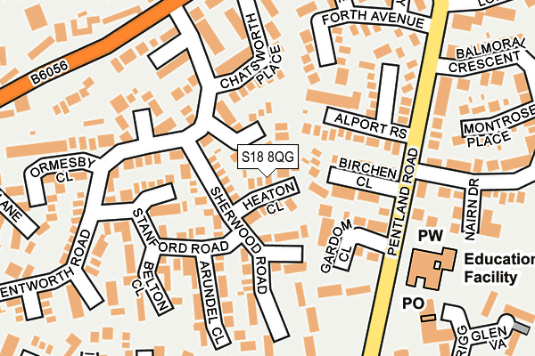 S18 8QG map - OS OpenMap – Local (Ordnance Survey)