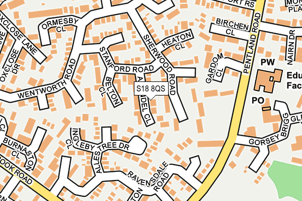 S18 8QS map - OS OpenMap – Local (Ordnance Survey)