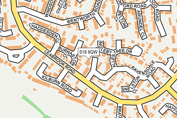 S18 8QW map - OS OpenMap – Local (Ordnance Survey)