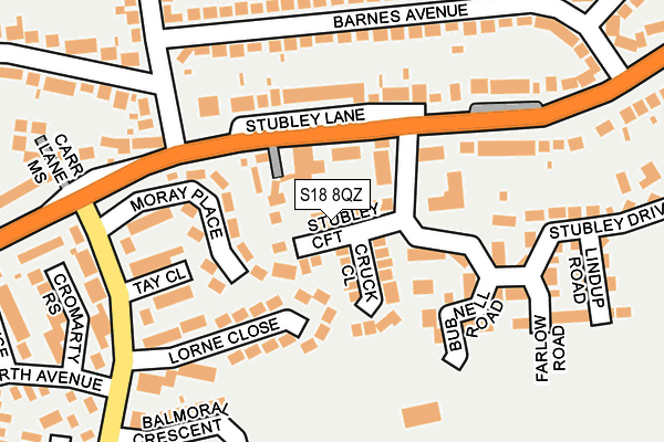 S18 8QZ map - OS OpenMap – Local (Ordnance Survey)