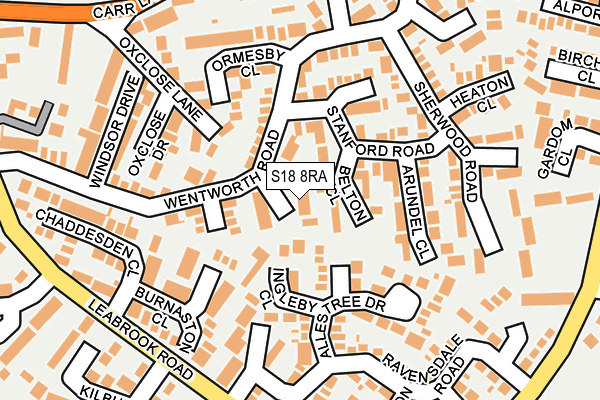 S18 8RA map - OS OpenMap – Local (Ordnance Survey)