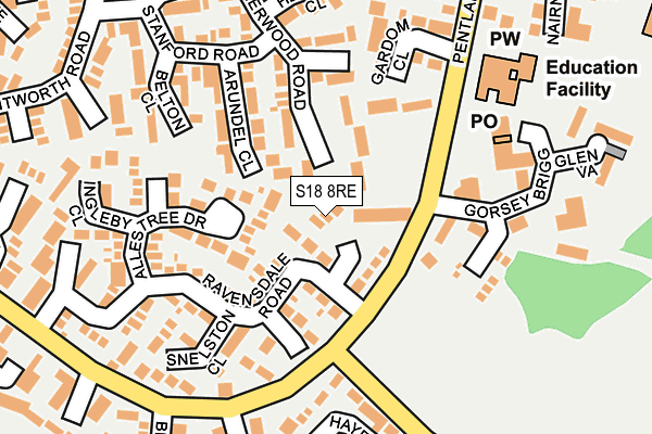 S18 8RE map - OS OpenMap – Local (Ordnance Survey)