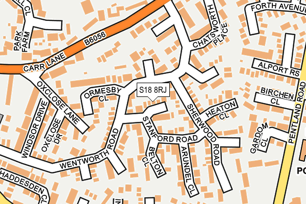 S18 8RJ map - OS OpenMap – Local (Ordnance Survey)