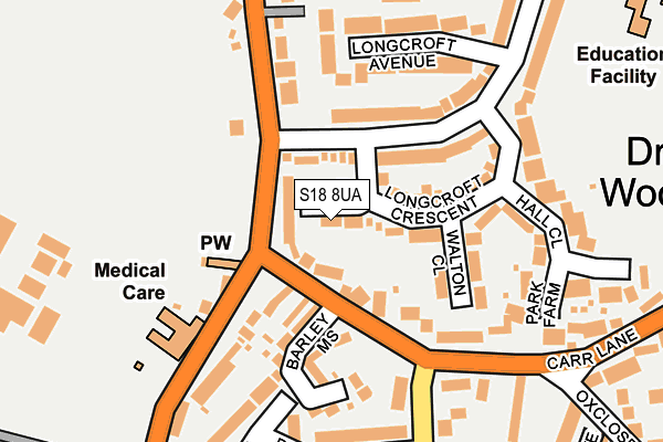 S18 8UA map - OS OpenMap – Local (Ordnance Survey)