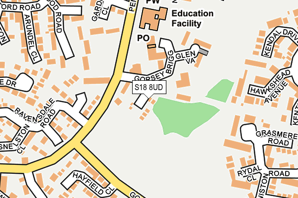 S18 8UD map - OS OpenMap – Local (Ordnance Survey)