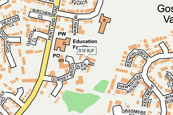 S18 8UF map - OS OpenMap – Local (Ordnance Survey)