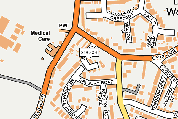 S18 8XH map - OS OpenMap – Local (Ordnance Survey)