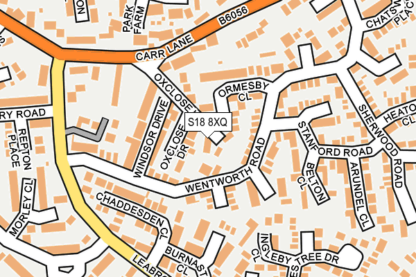 S18 8XQ map - OS OpenMap – Local (Ordnance Survey)