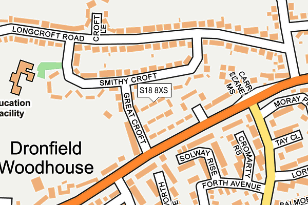 S18 8XS map - OS OpenMap – Local (Ordnance Survey)