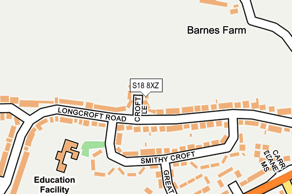 S18 8XZ map - OS OpenMap – Local (Ordnance Survey)