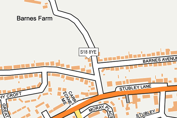 S18 8YE map - OS OpenMap – Local (Ordnance Survey)