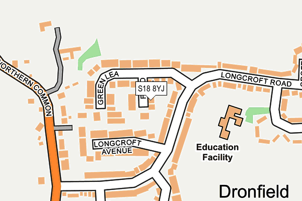 S18 8YJ map - OS OpenMap – Local (Ordnance Survey)
