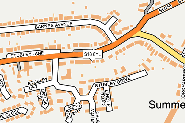 S18 8YL map - OS OpenMap – Local (Ordnance Survey)
