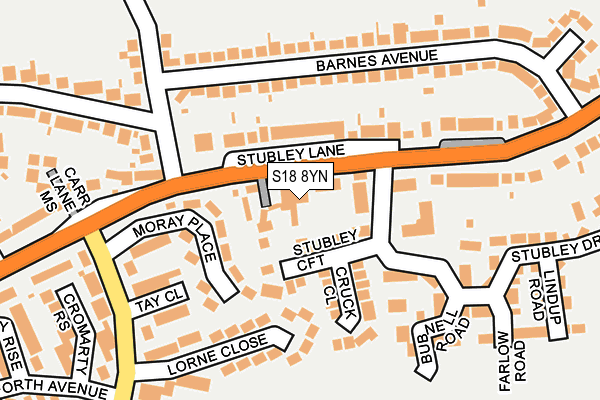 S18 8YN map - OS OpenMap – Local (Ordnance Survey)