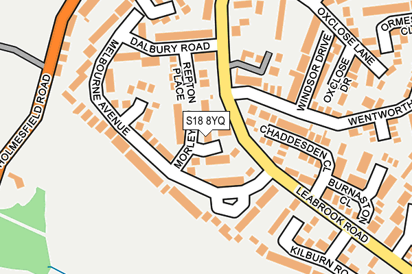 S18 8YQ map - OS OpenMap – Local (Ordnance Survey)