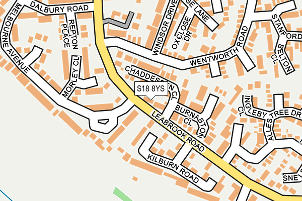 S18 8YS map - OS OpenMap – Local (Ordnance Survey)