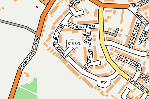 S18 8YU map - OS OpenMap – Local (Ordnance Survey)