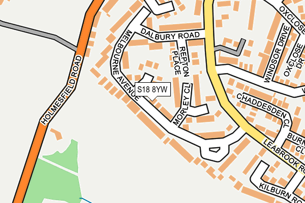 S18 8YW map - OS OpenMap – Local (Ordnance Survey)