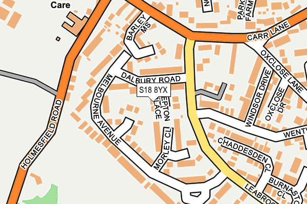 S18 8YX map - OS OpenMap – Local (Ordnance Survey)
