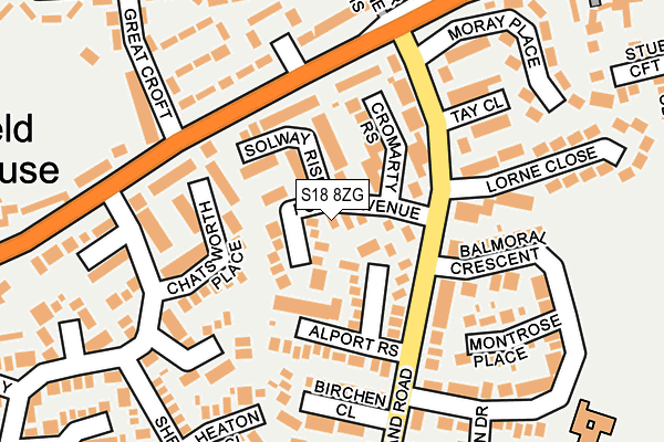 S18 8ZG map - OS OpenMap – Local (Ordnance Survey)