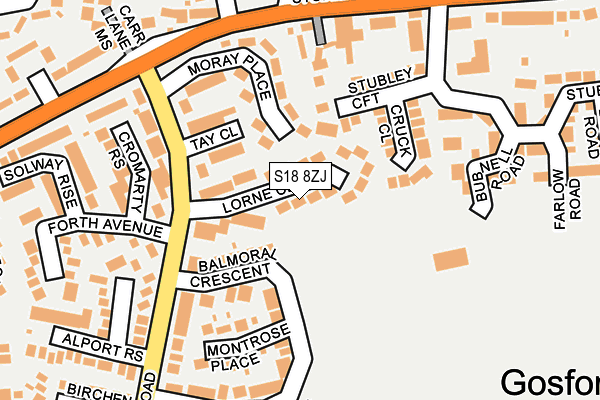 S18 8ZJ map - OS OpenMap – Local (Ordnance Survey)
