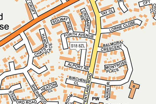 S18 8ZL map - OS OpenMap – Local (Ordnance Survey)