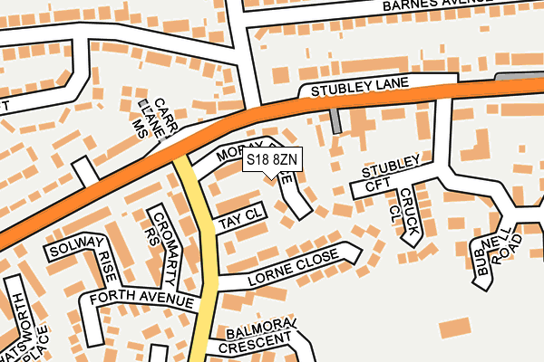 S18 8ZN map - OS OpenMap – Local (Ordnance Survey)