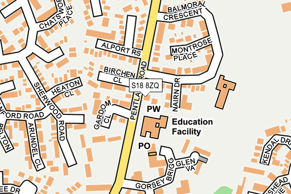 S18 8ZQ map - OS OpenMap – Local (Ordnance Survey)